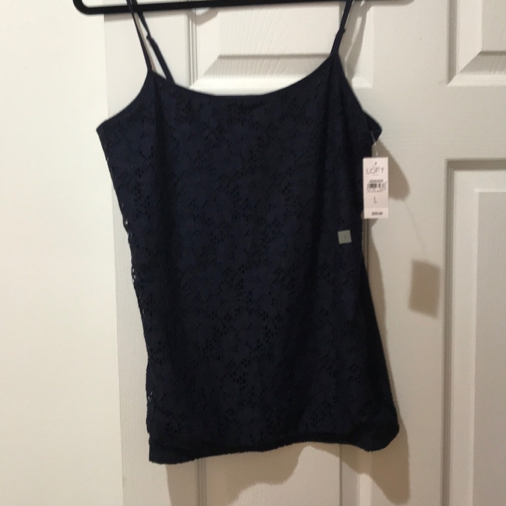 Navy blue lace front tank